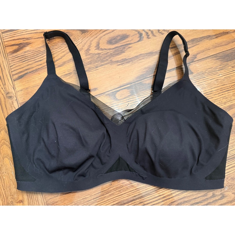 Honeylove Crossover Bra Women Size M Black Wireless Mesh Support LWBR0302V3